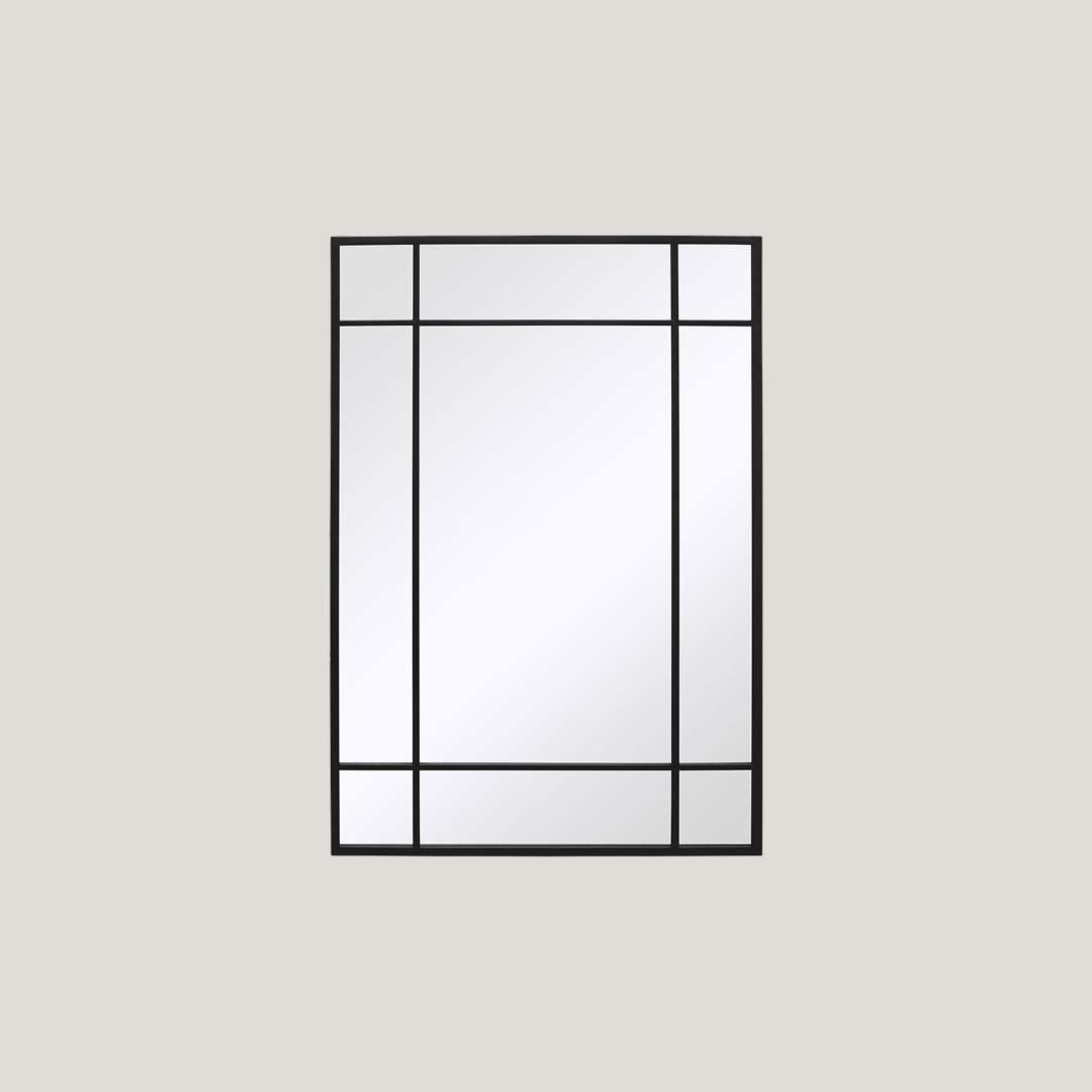 Foundry - Rectangle Window Mirror | Black Industrial Square Window Mirror (100CM X 70CM)