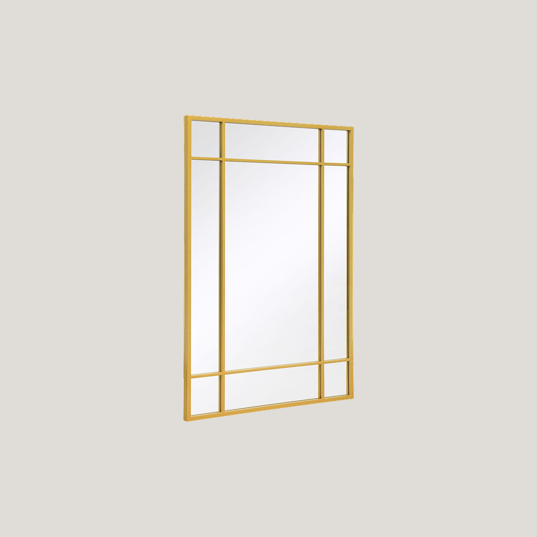 Foundry - Rectangle Window Mirror | Gold Industrial Square Window Mirror (100CM X 70CM)