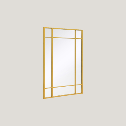 Foundry - Rectangle Window Mirror | Gold Industrial Square Window Mirror (100CM X 70CM)