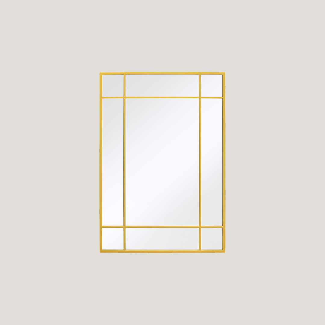 Foundry - Rectangle Window Mirror | Gold Industrial Square Window Mirror (100CM X 70CM)