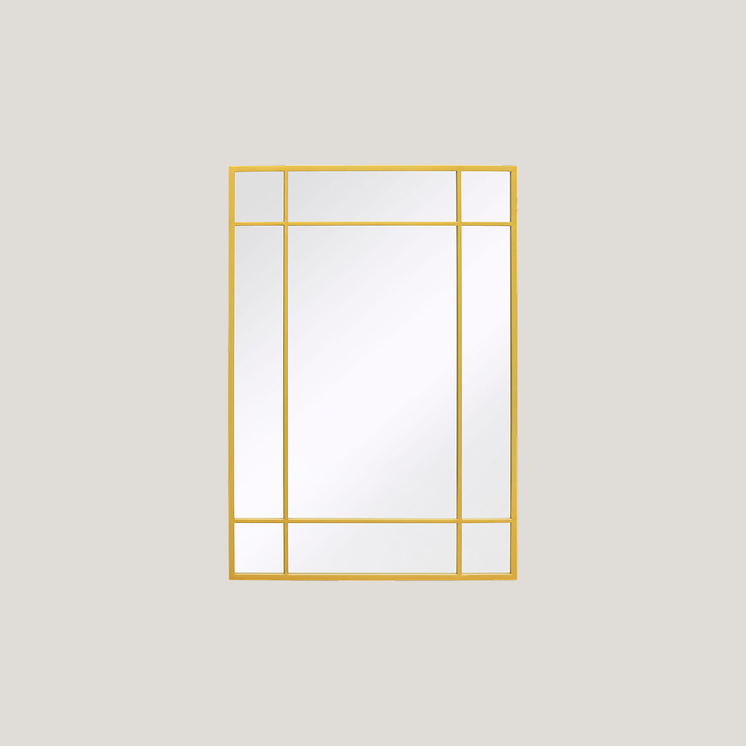 Foundry - Rectangle Window Mirror | Gold Industrial Square Window Mirror (100CM X 70CM)