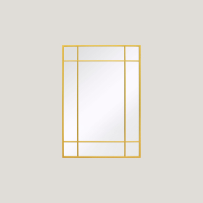 Foundry - Rectangle Window Mirror | Gold Industrial Square Window Mirror (100CM X 70CM)