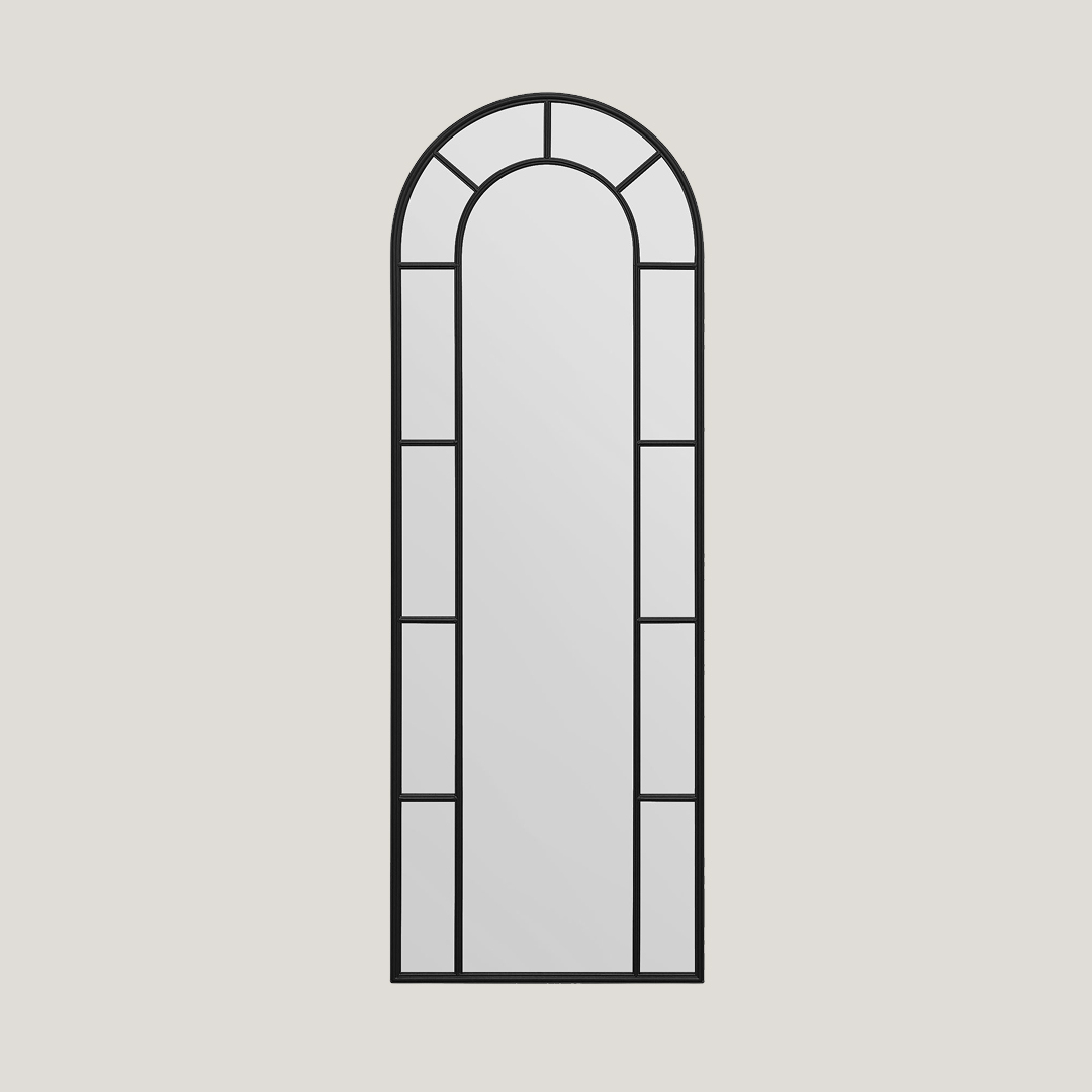 Foundry - Arched Window Mirror | Large Black Cathedral Metal Frame Wall Mirror (170CM X 60CM)