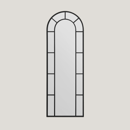 Foundry - Arched Window Mirror | Large Black Cathedral Metal Frame Wall Mirror (170CM X 60CM)