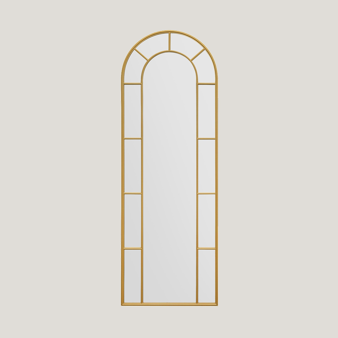 Foundry - Arched Window Mirror | Large Black Cathedral Metal Frame Wall Mirror (170CM X 60CM)