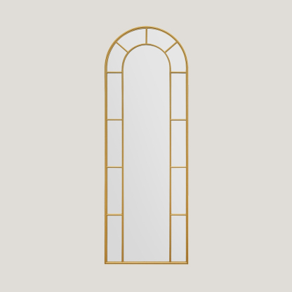 Foundry - Arched Window Mirror | Large Black Cathedral Metal Frame Wall Mirror (170CM X 60CM)