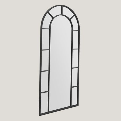 Foundry - Arched Window Mirror | Large Black Cathedral Metal Frame Wall Mirror (190CM X 85CM)