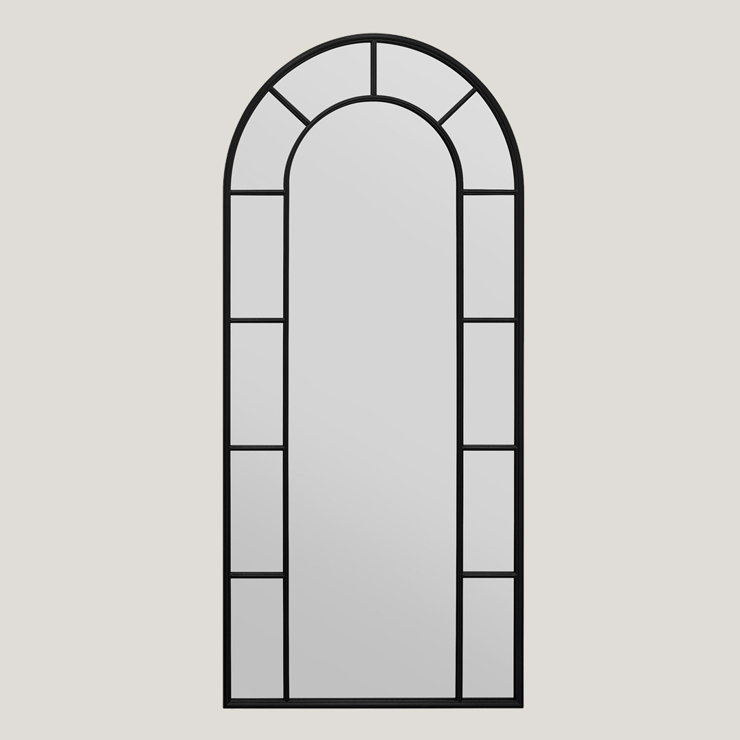 Foundry - Arched Window Mirror | Large Black Cathedral Metal Frame Wall Mirror (190CM X 85CM)