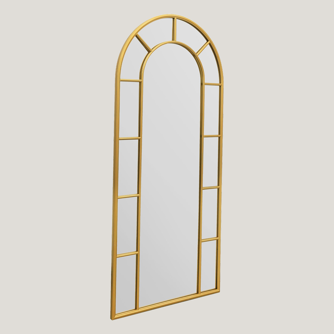 Foundry - Arched Window Mirror | Large Gold Cathedral Metal Frame Wall Mirror (190CM X 85CM)