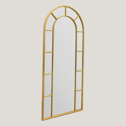 Foundry - Arched Window Mirror | Large Gold Cathedral Metal Frame Wall Mirror (190CM X 85CM)