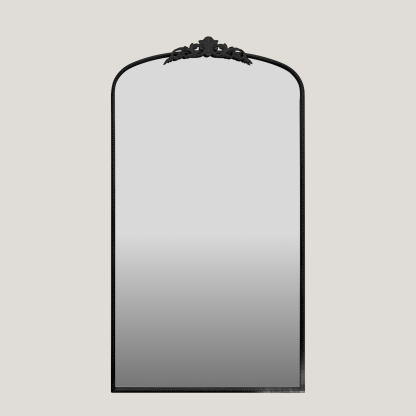 Arielle - Black Ornate Arched Mirror | Oversized Leaning French Château Mirror (174CM X 96CM)