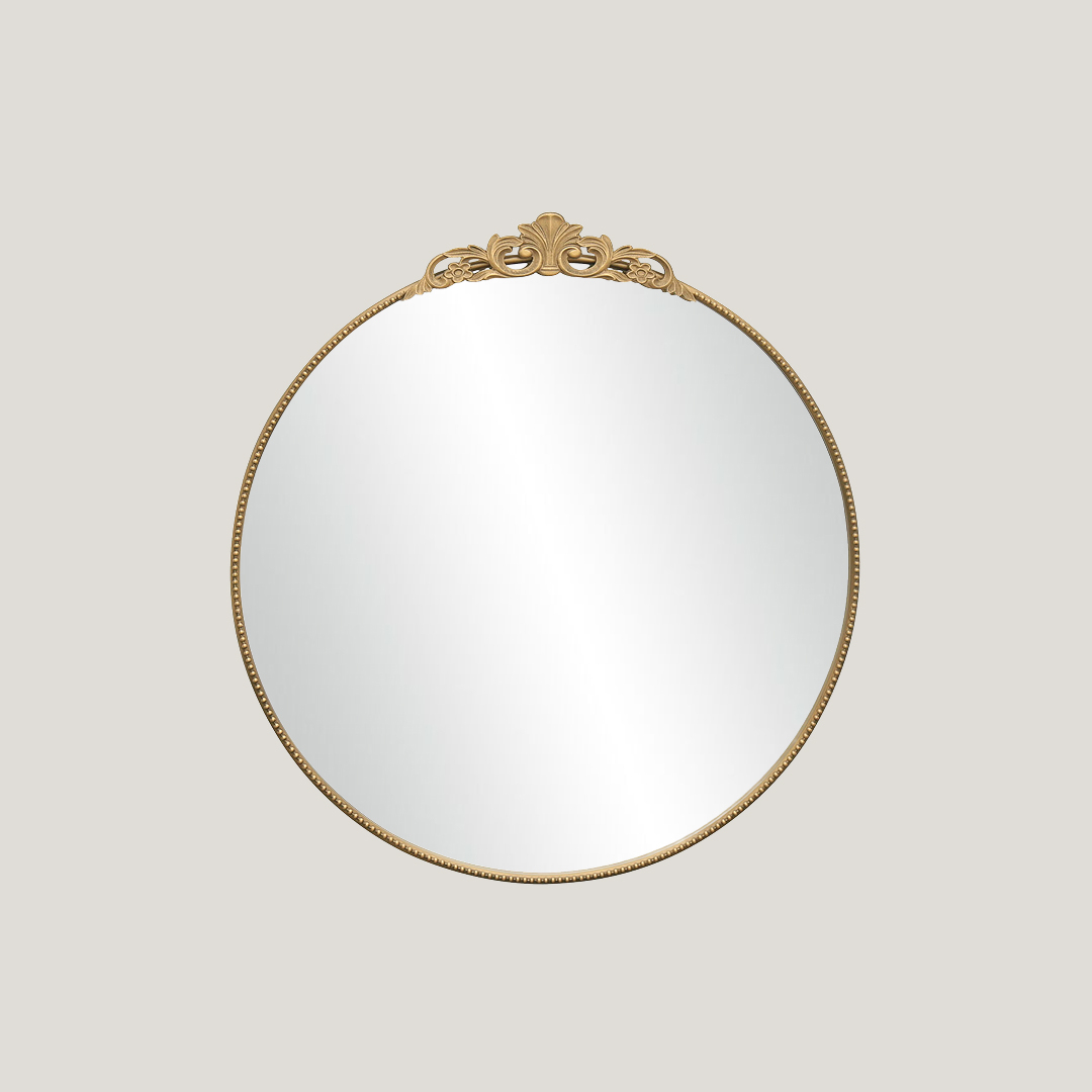 Arielle - Château Round Mirror | Vintage Ornate Black Wall Mirror (100x100CM)