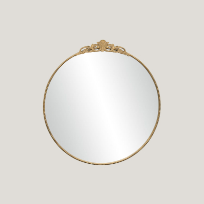 Arielle - Château Round Mirror | Vintage Ornate Black Wall Mirror (100x100CM)