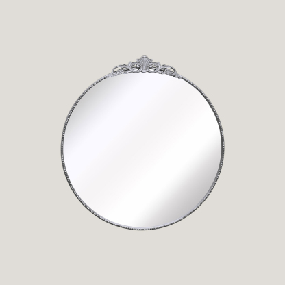 Arielle - Château Round Mirror | Vintage Ornate Black Wall Mirror (100x100CM)