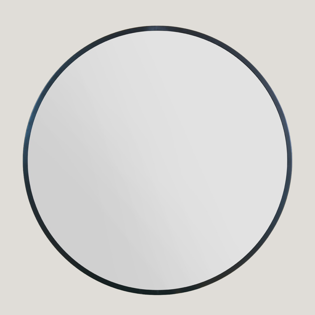 Brodie - Oversized Round Mirror |  Black Large Metal Frame Circular Wall Mirror (120CM)
