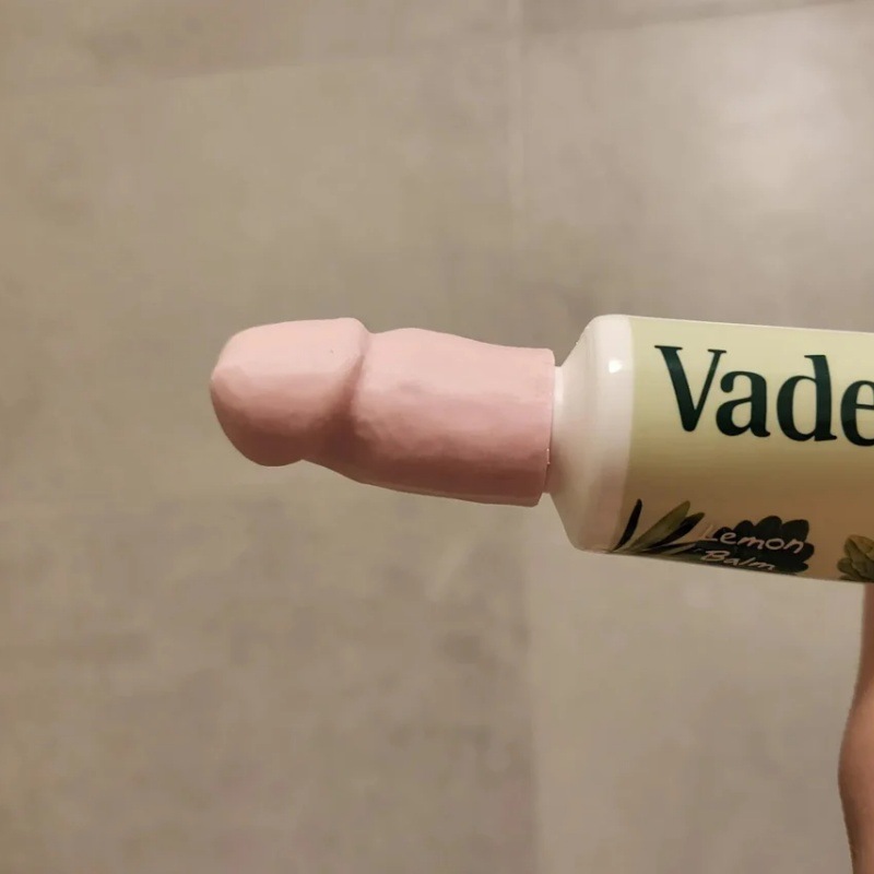 Penis shaped toothpaste dispenser