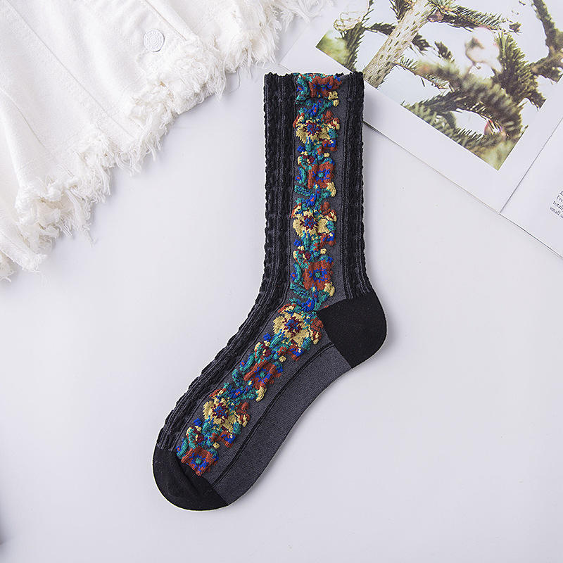 🎁New Year Sale🎁Vintage Embroidered Floral Women Socks