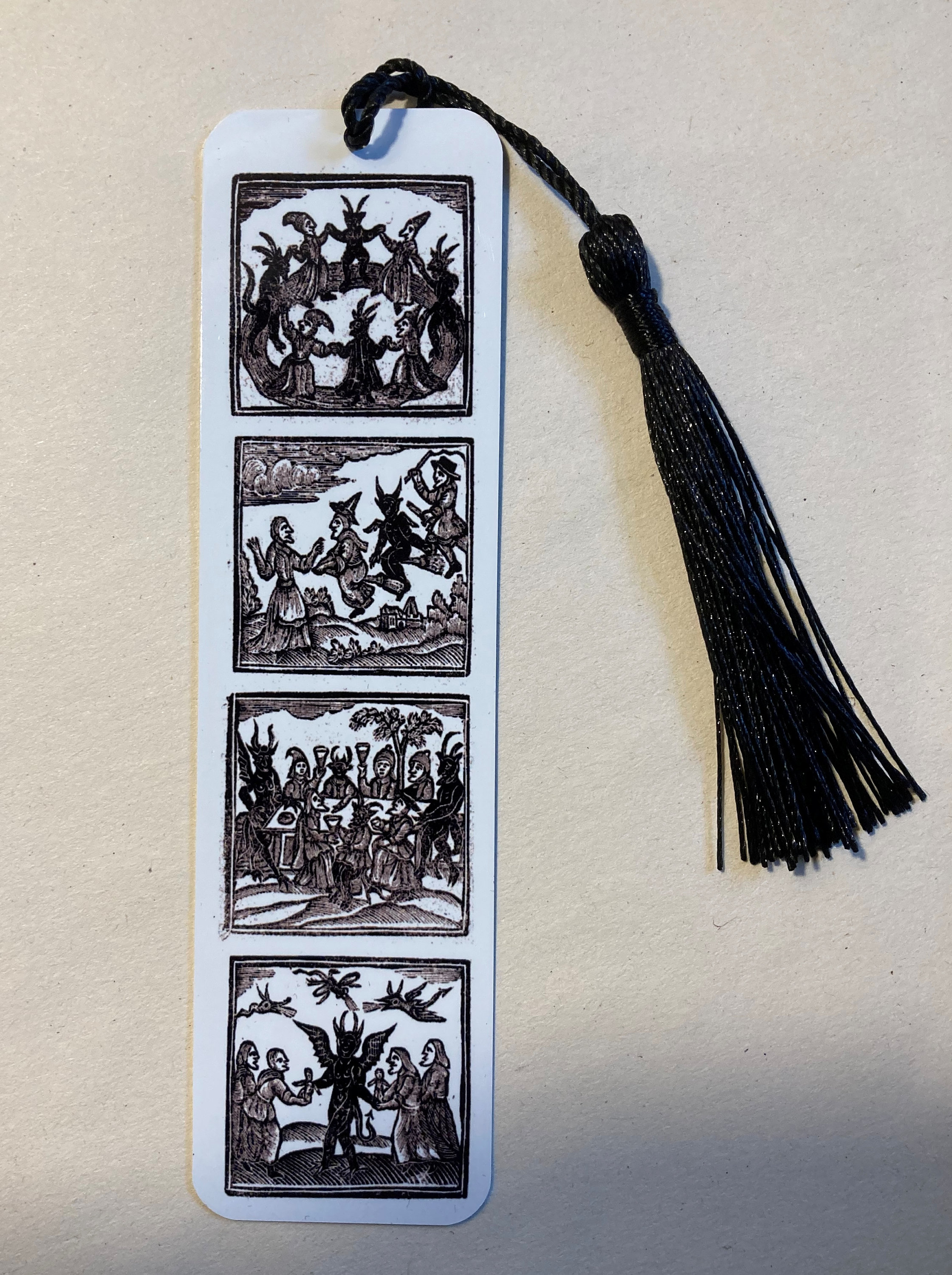 Medieval book narration painted pattern metal bookmark