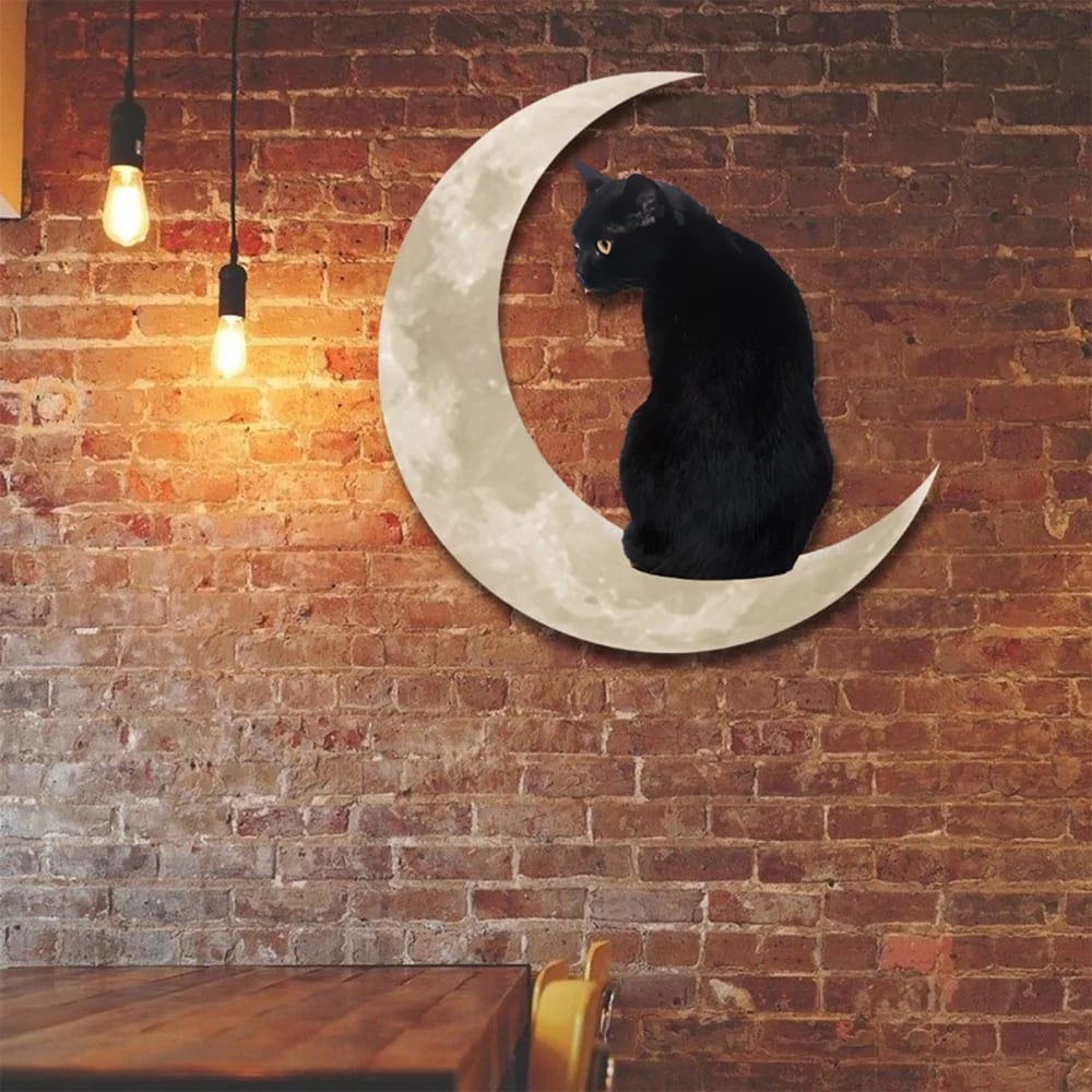 Promotion - Black Cat Moon Hanging Metal Sign
