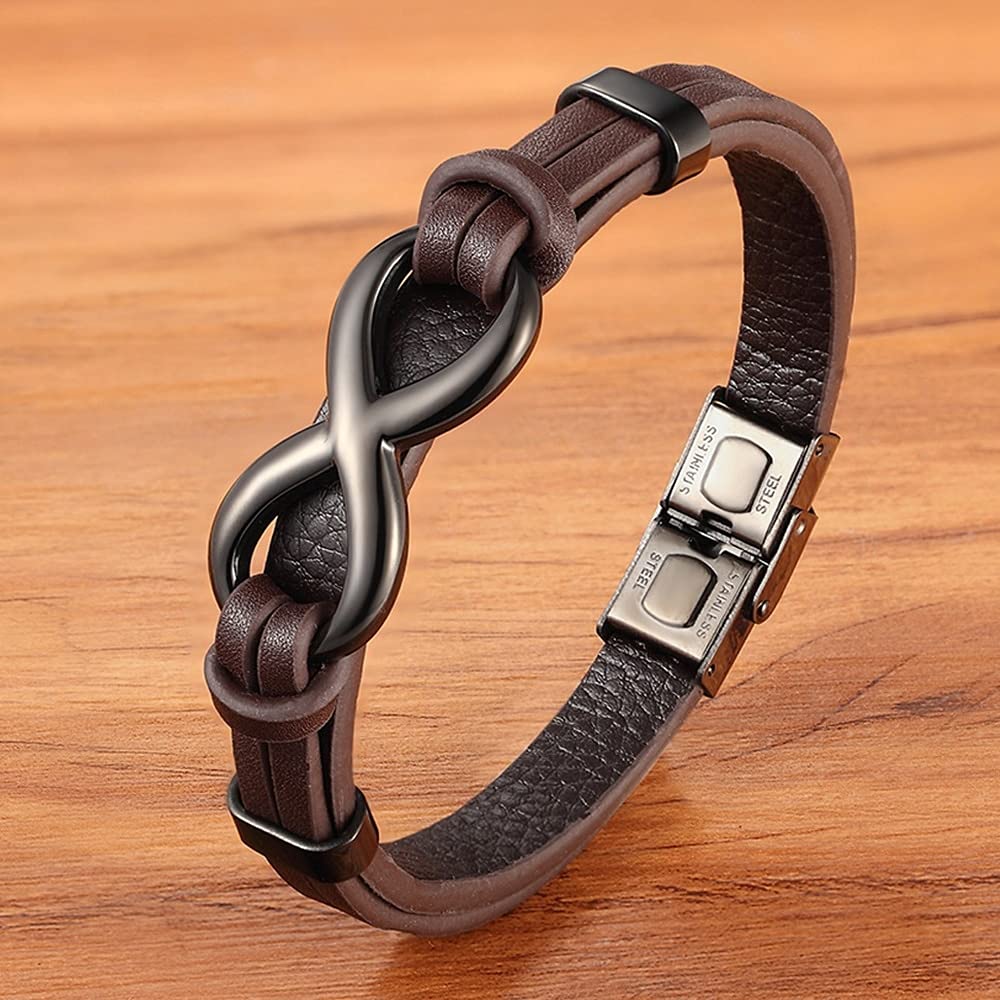 Men's Leather Infinity Bracelet