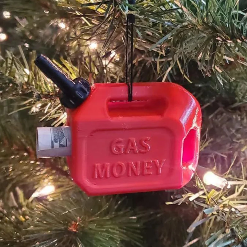 🔥Gas Can Money Ornament - 🎁Funny Gasoline Stocking Stuffer, White Elephant or Gag Gift