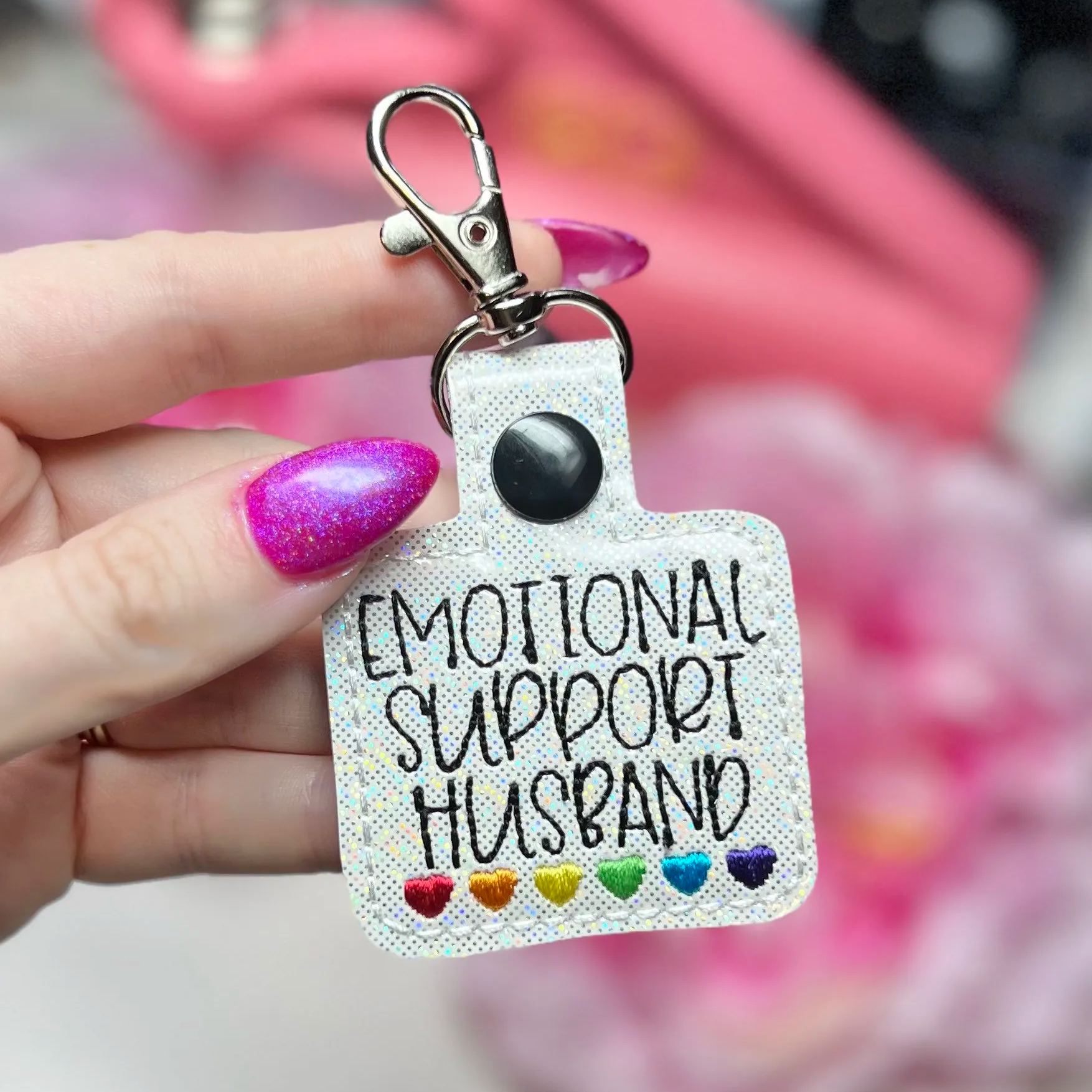 🌈Emotional Support Rainbow Hearts Keychain