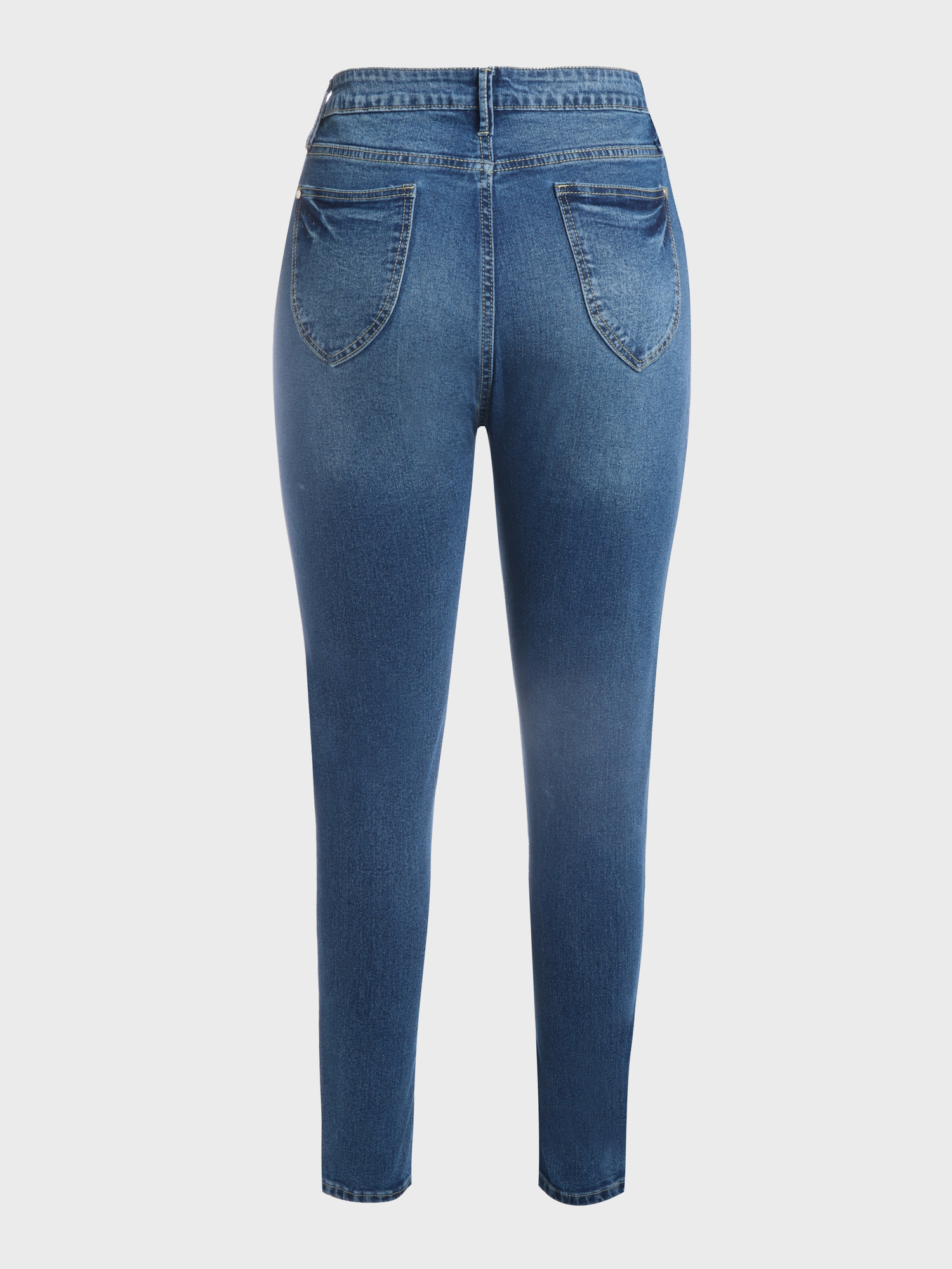 High Rise Tummy Control Stretch Skinny Dark Wash Jeans 