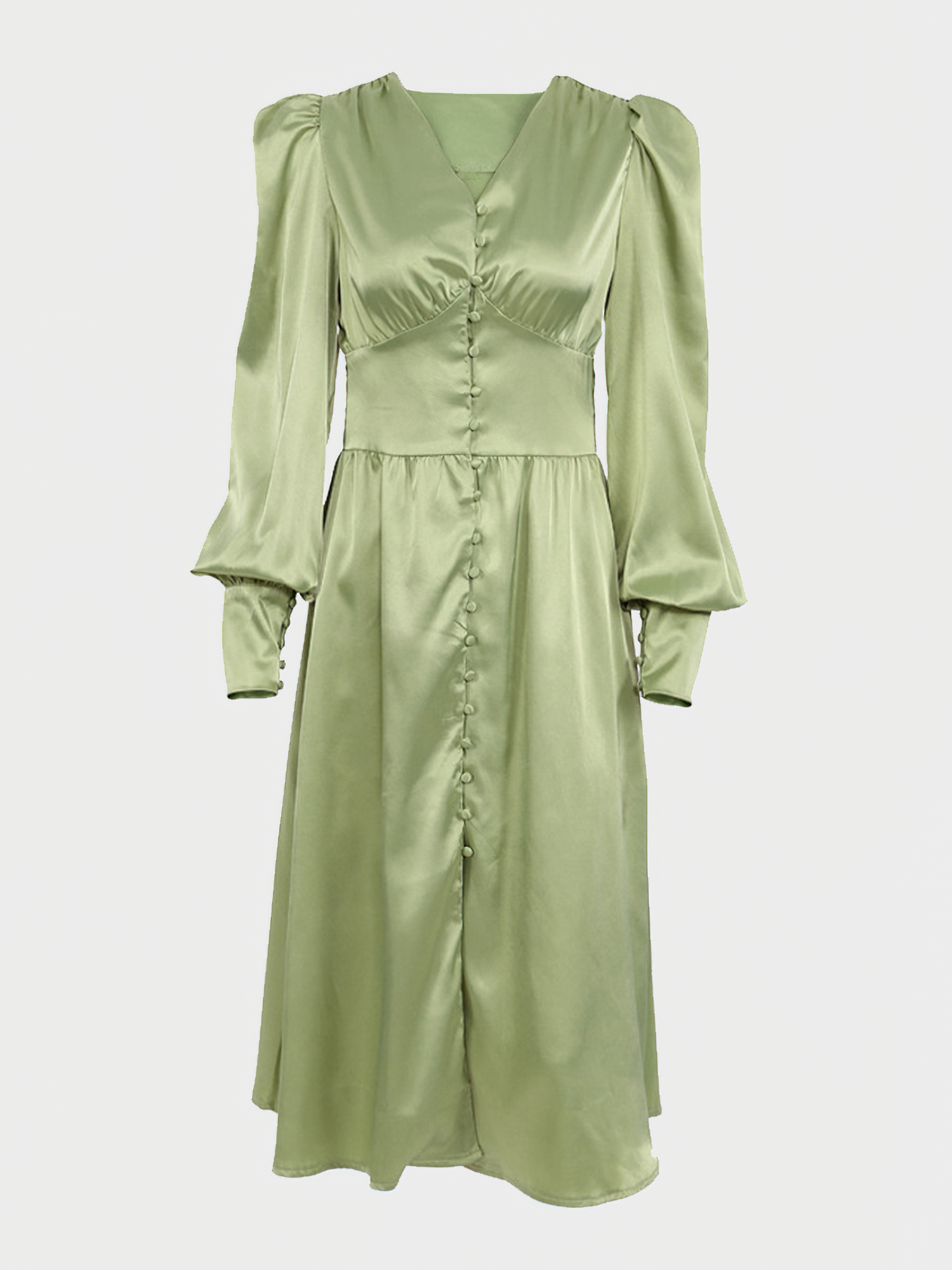 Retro Satin V-Neck Dress