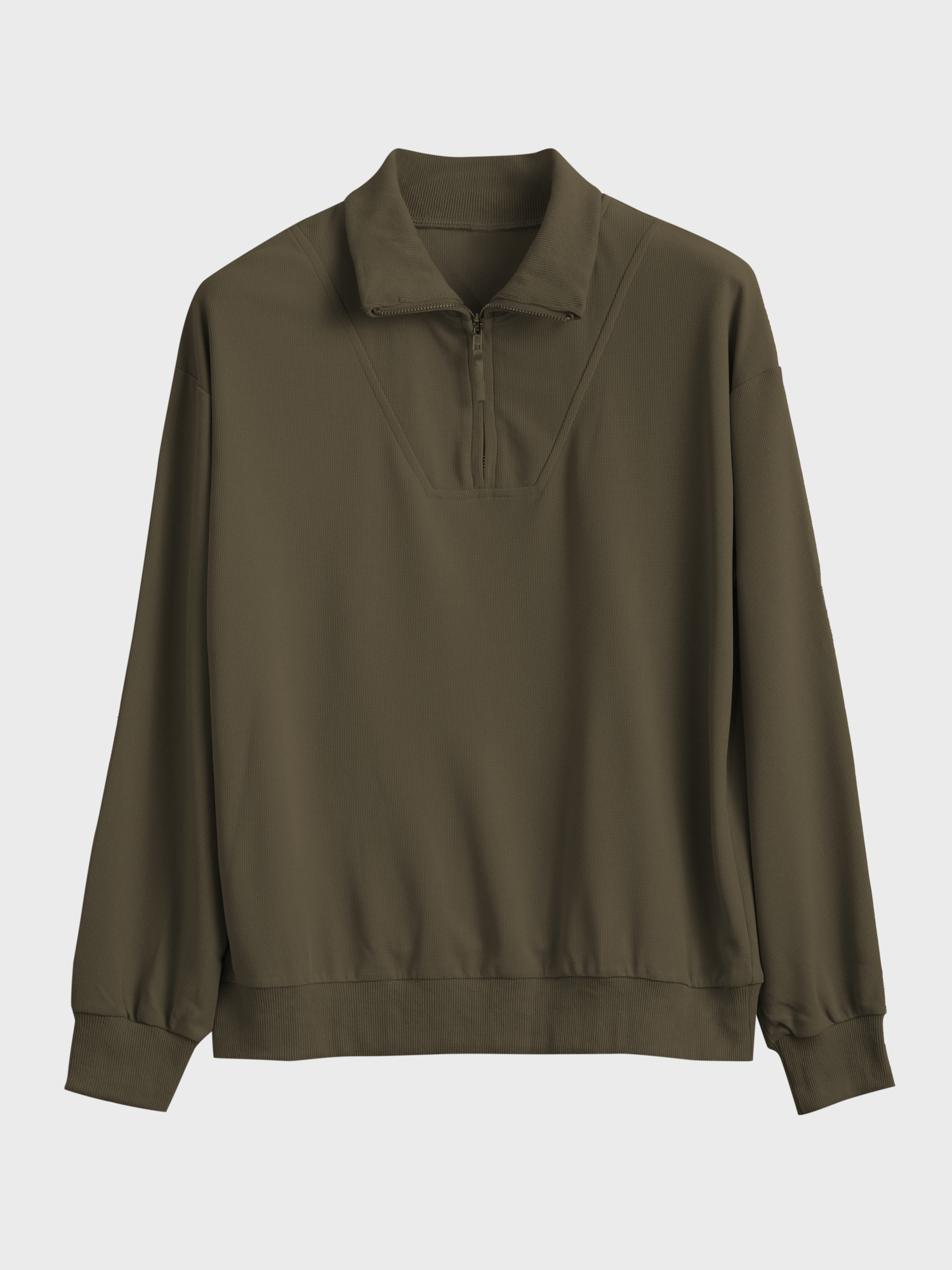 Half Zip Waffle Casual Set