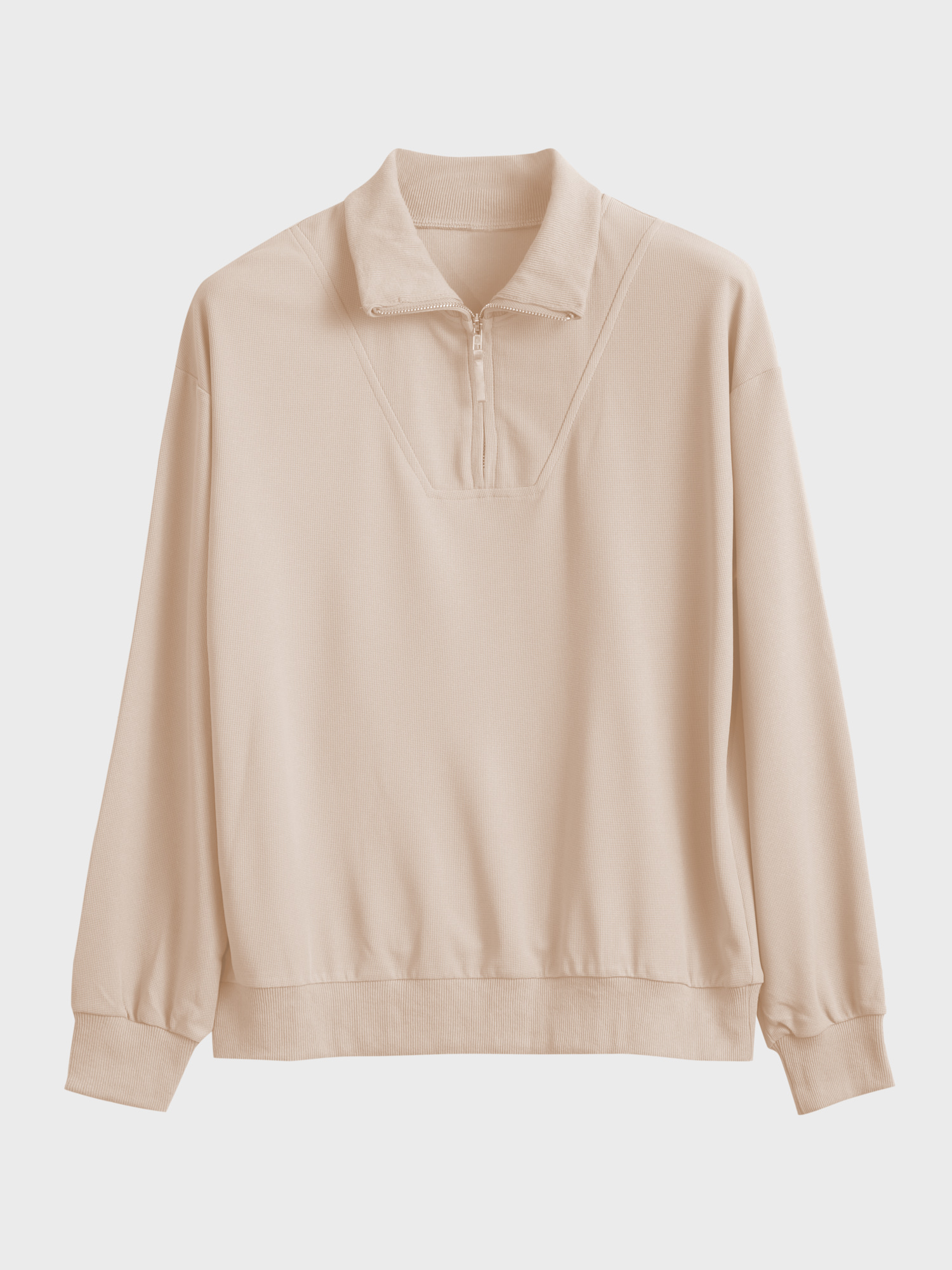 Half Zip Waffle Casual Set