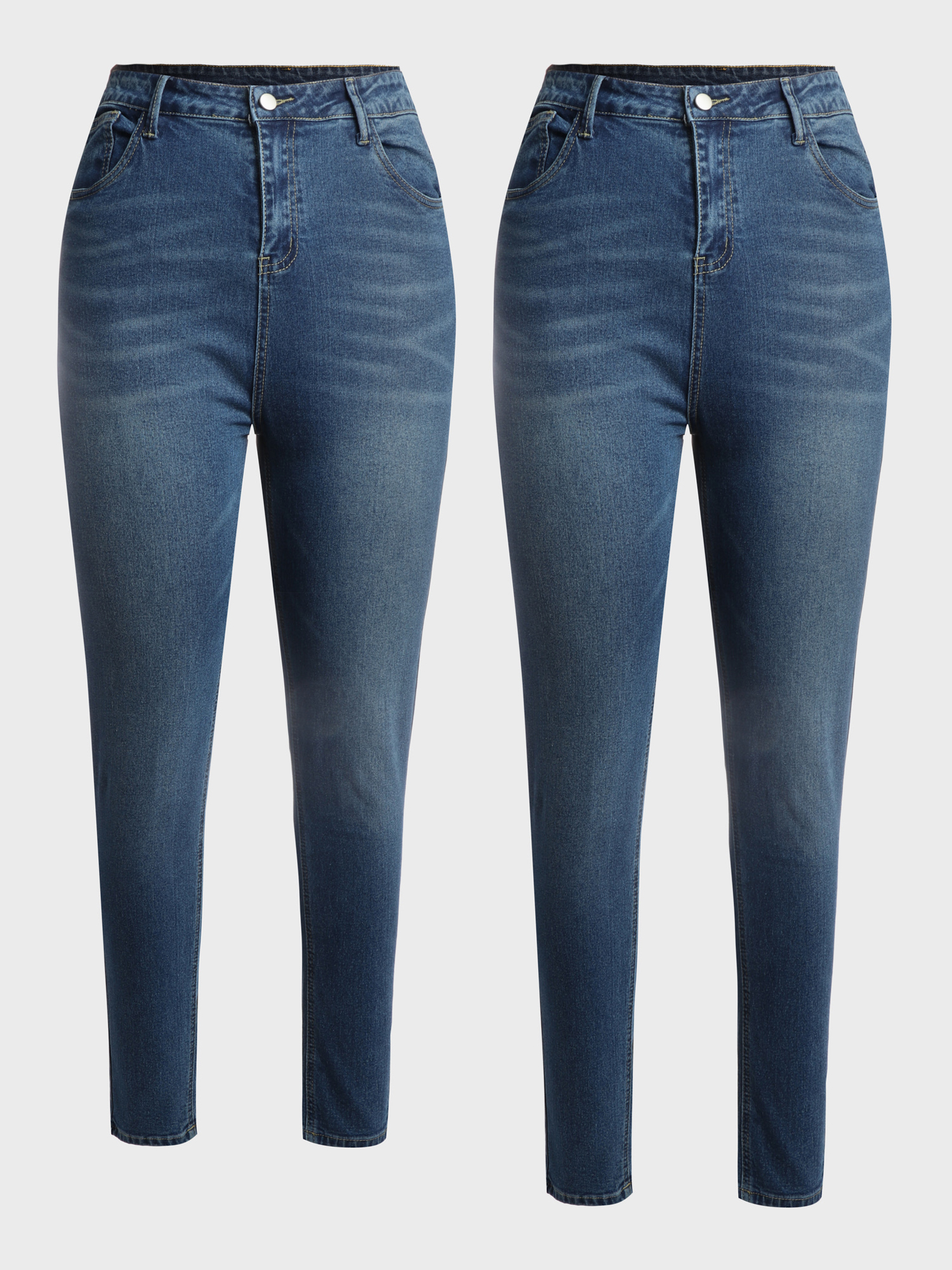 High Rise Tummy Control Stretch Skinny Dark Wash Jeans 