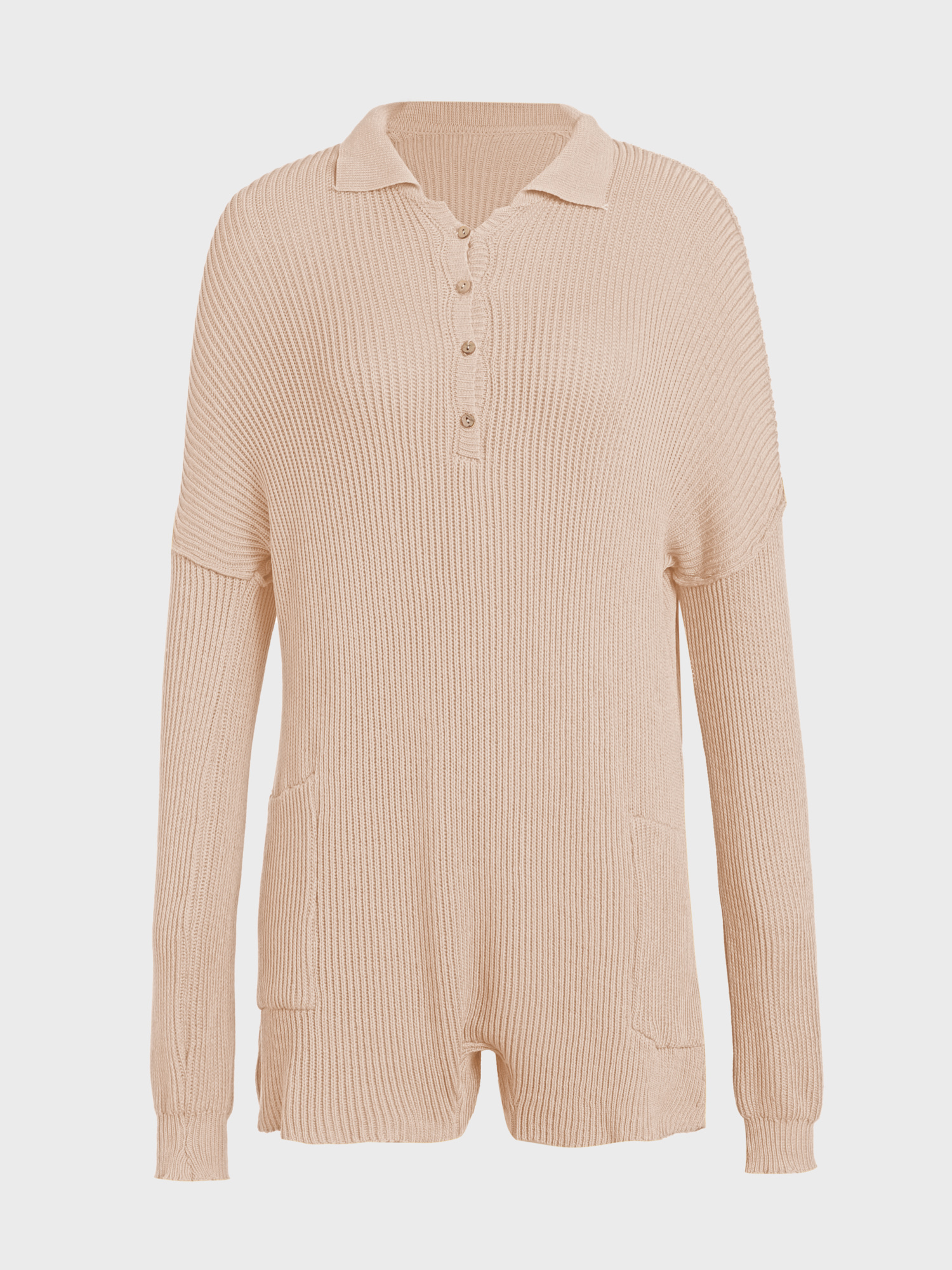 Laid-Back V-Neck Knit Romper