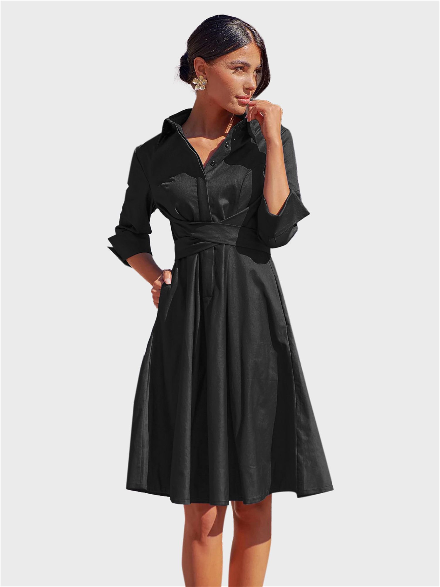 Remarkable Built-in Belt Shirt Dress