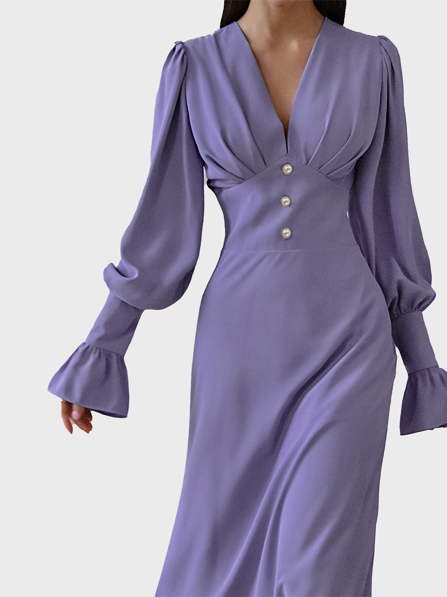 French Minimalism  V-Neck Dress