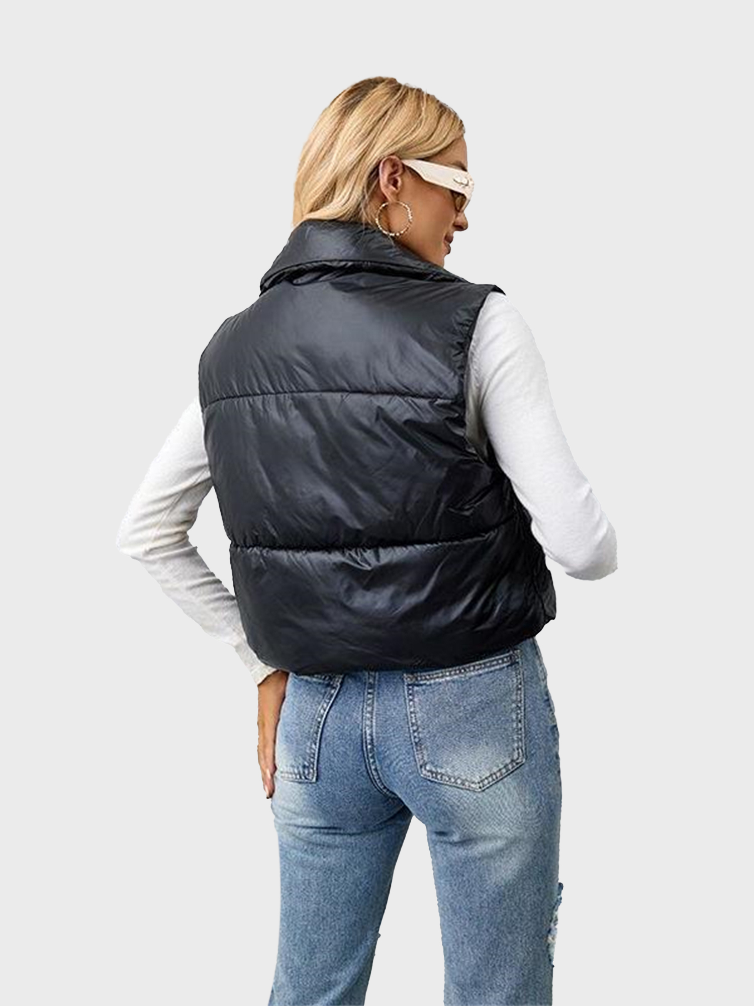 Chic Zipper-Up Down Vest