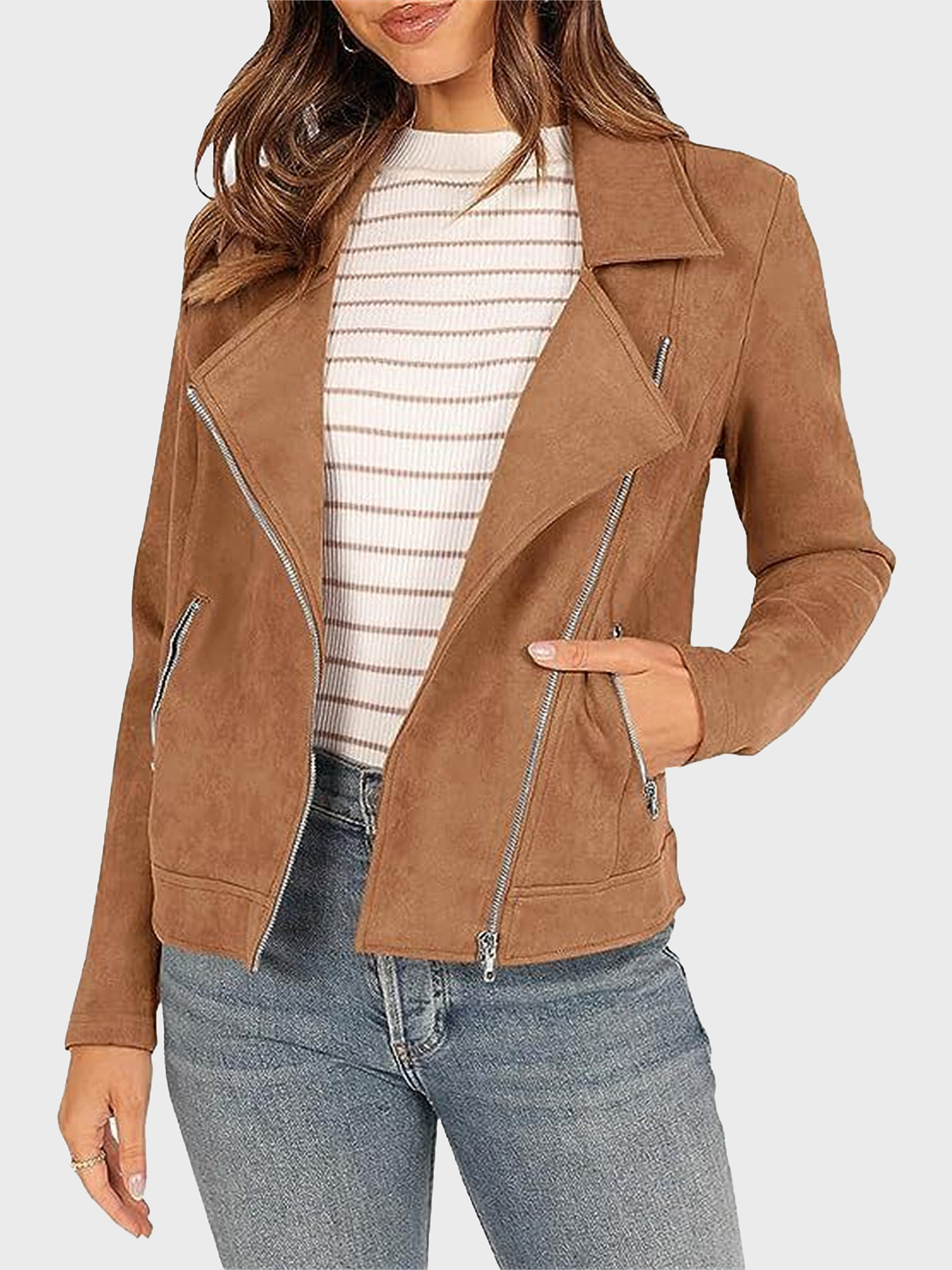 Timeless Suede Cropped Biker  Jacket