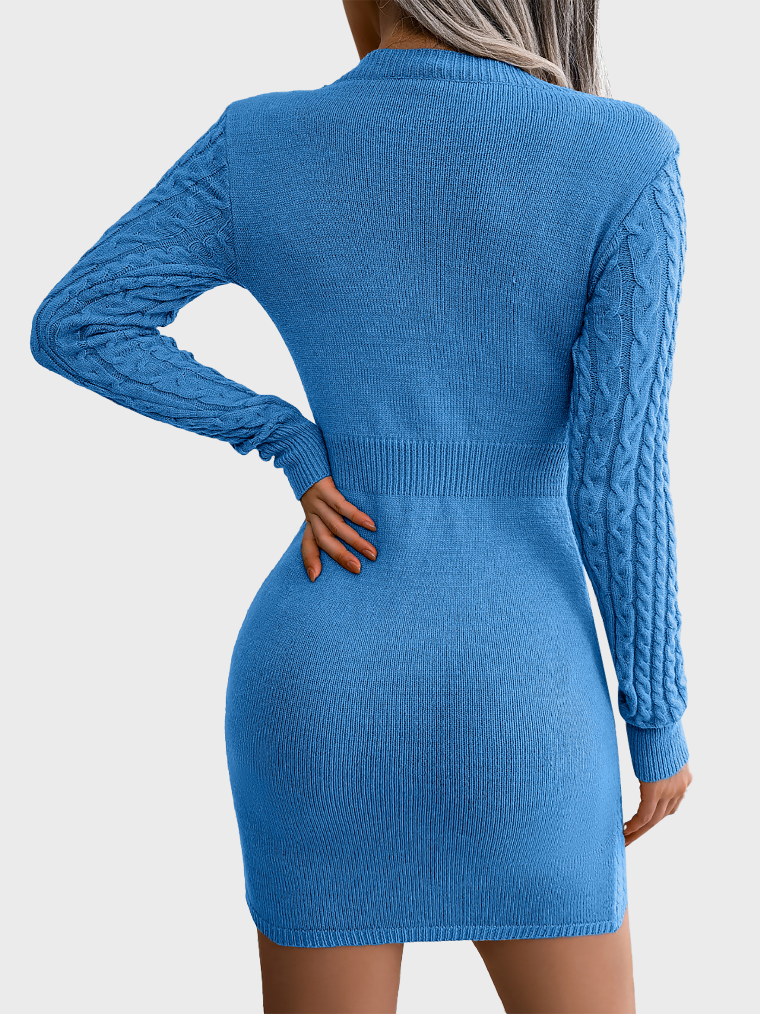 Alluring Cutout Cable Knit Mini Dress