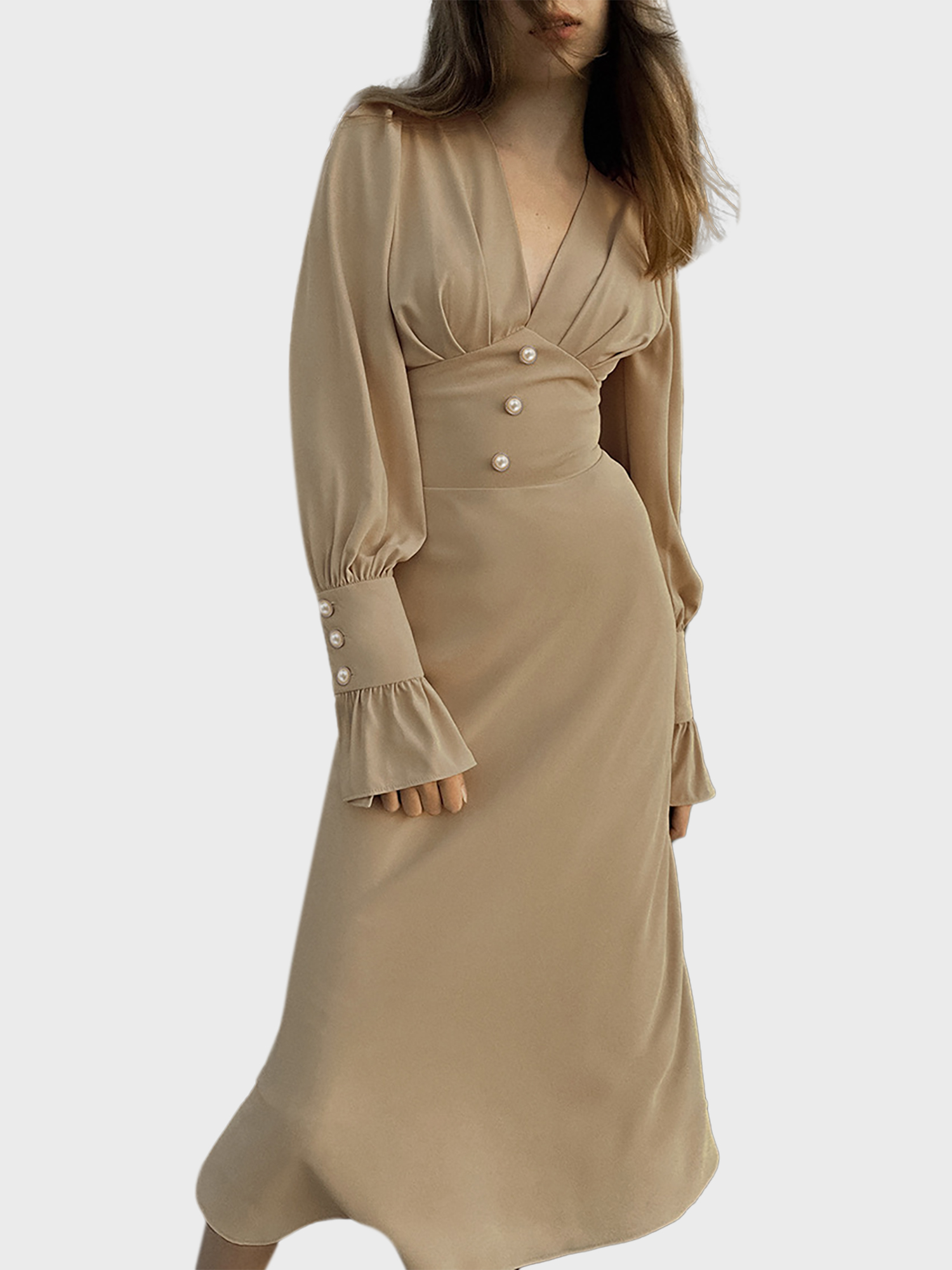 French Minimalism  V-Neck Dress