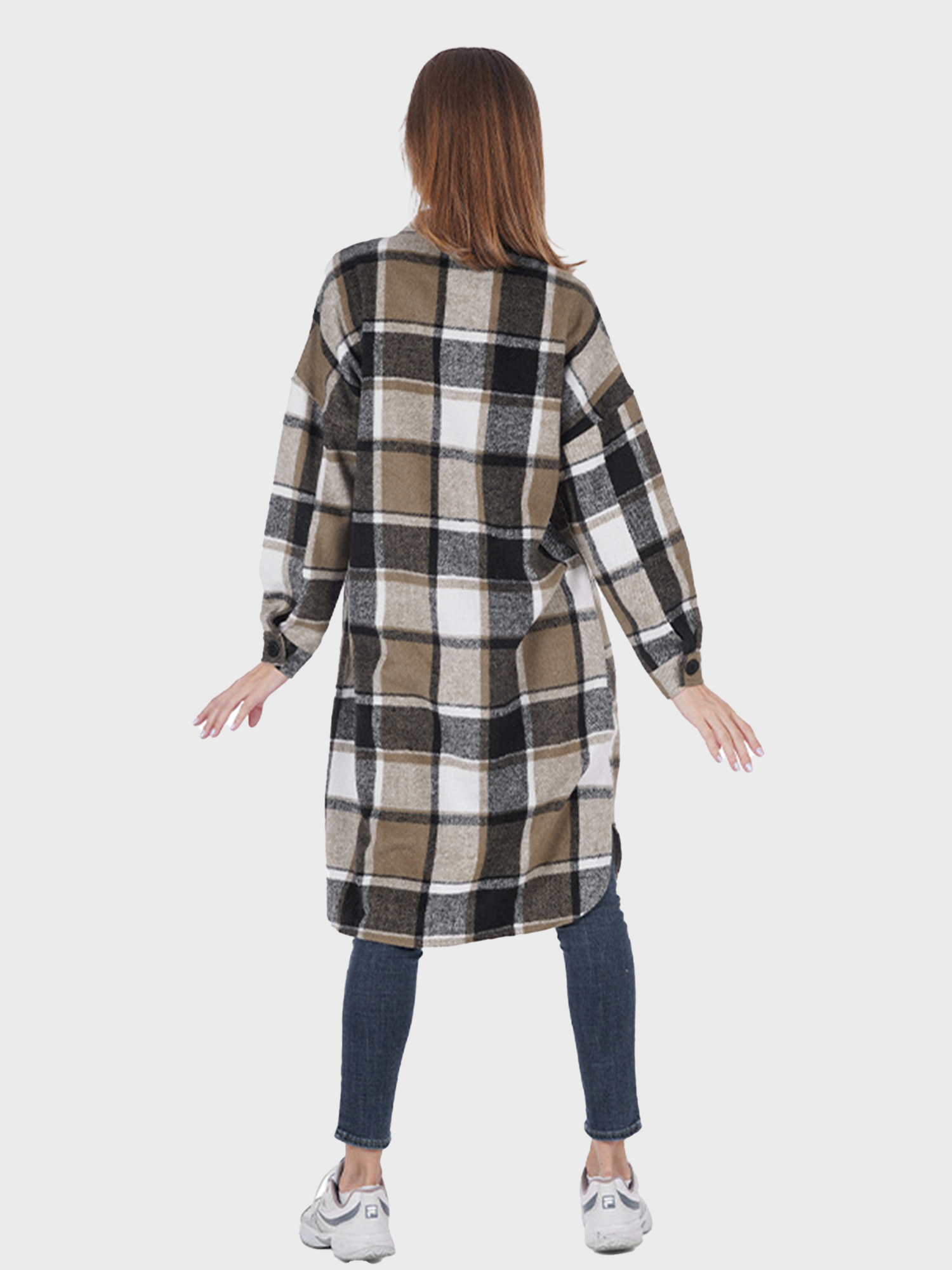 Keep Warm Plaid Tweed Long Shirt