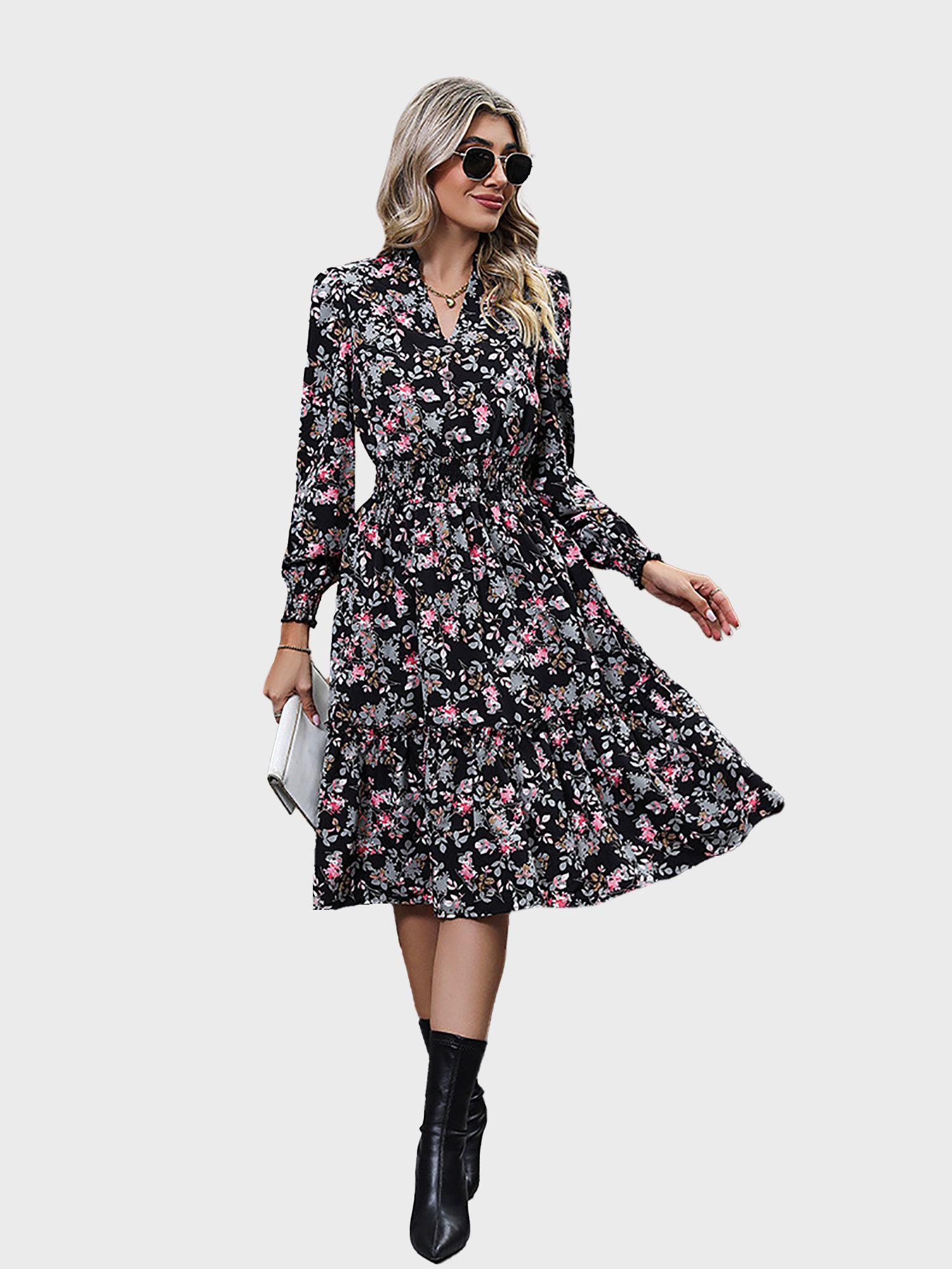 Viral Attractive V-Neck Floral Dress