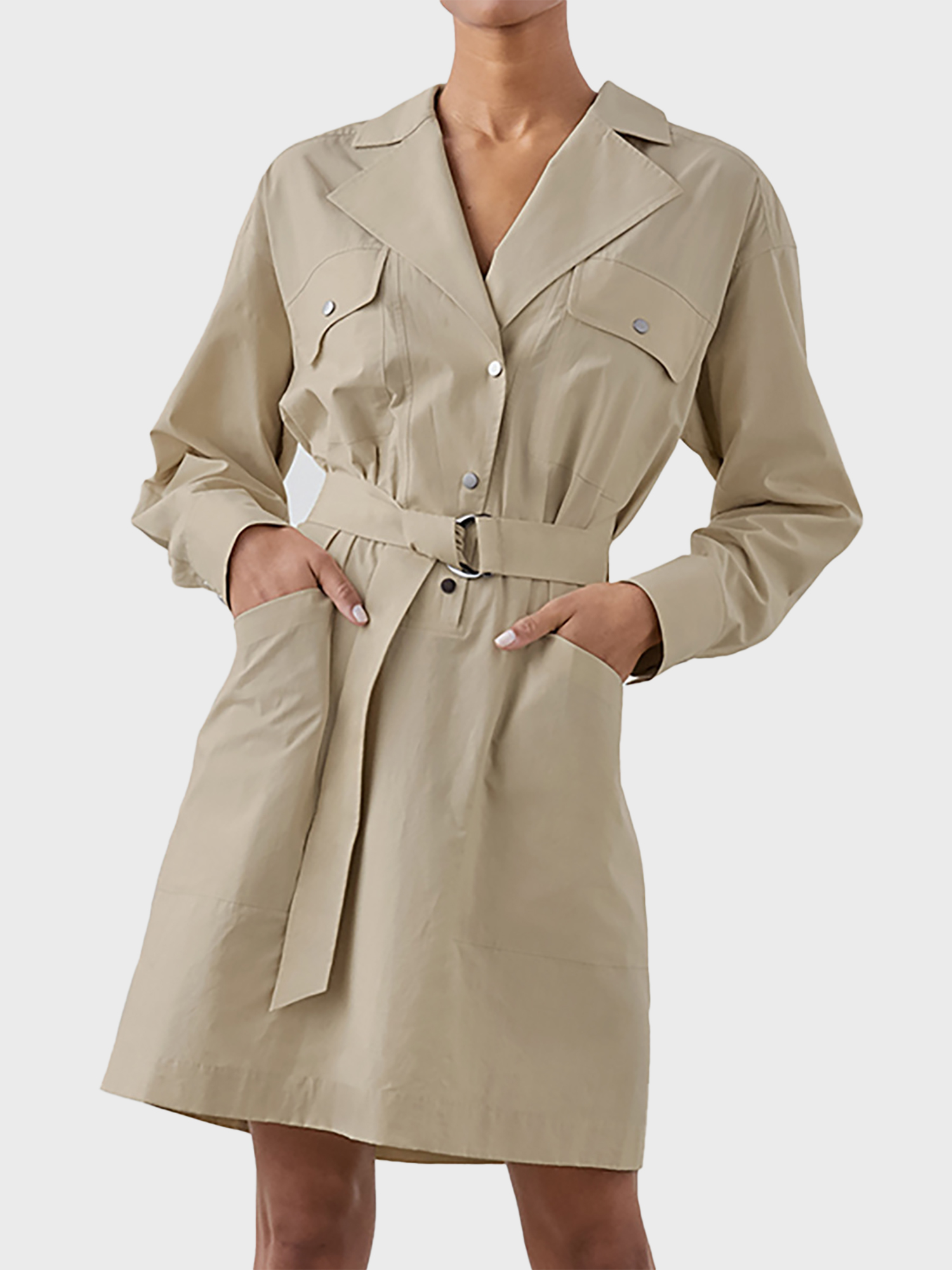 Fashion Commuter Notched Lapel Shirt Dress