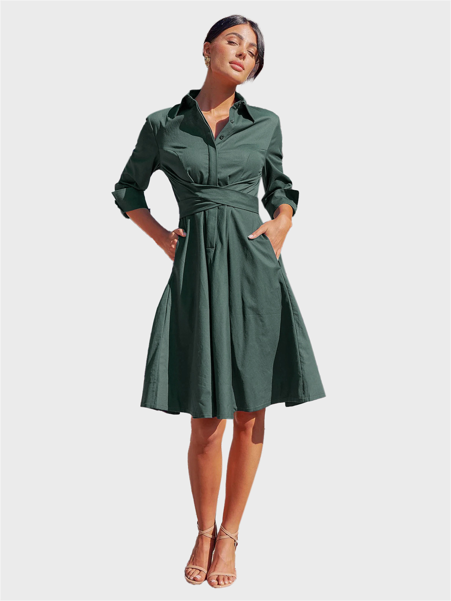 Remarkable Built-in Belt Shirt Dress