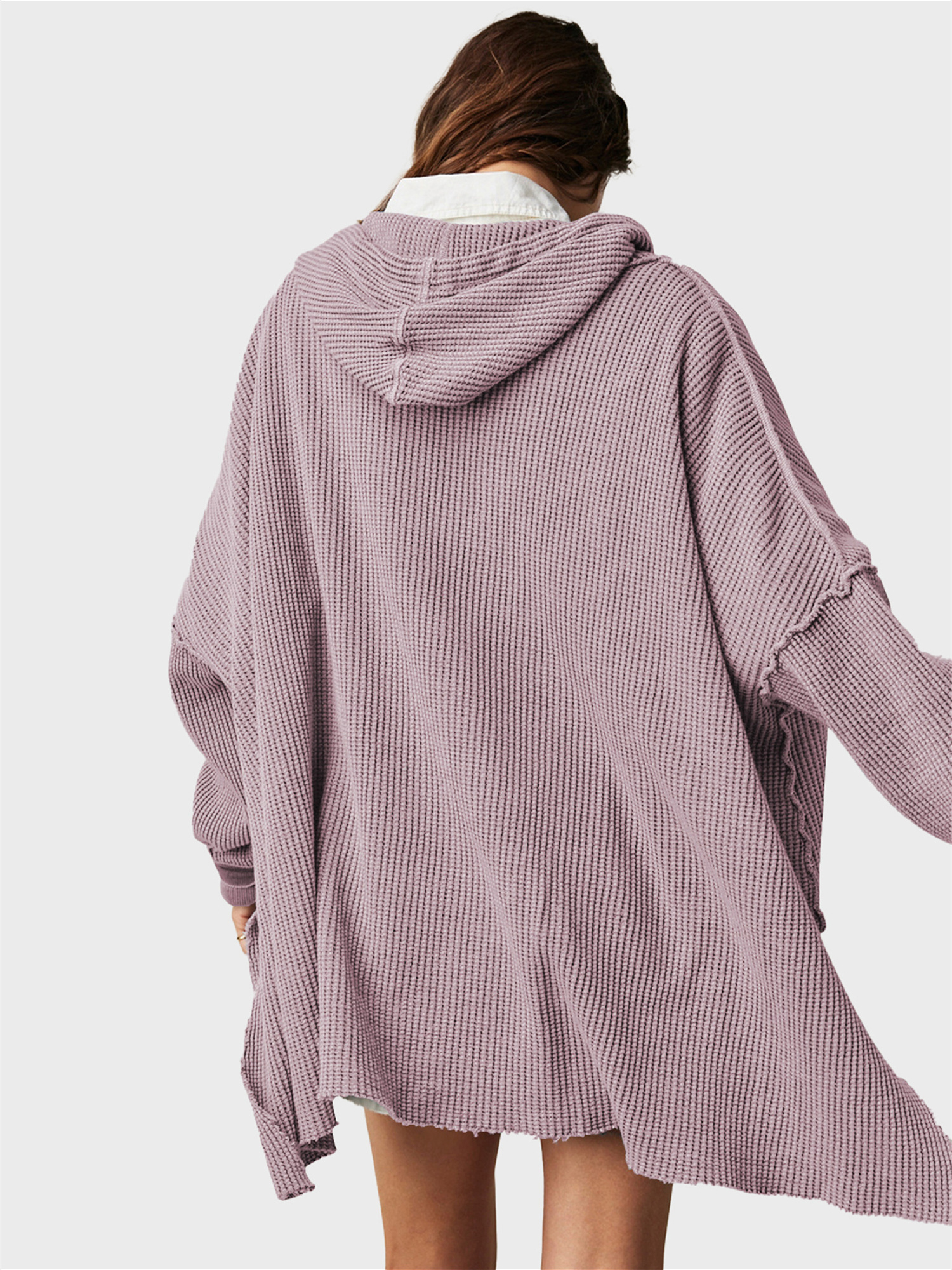 Laid-Back Side Split Waffle Hoodie