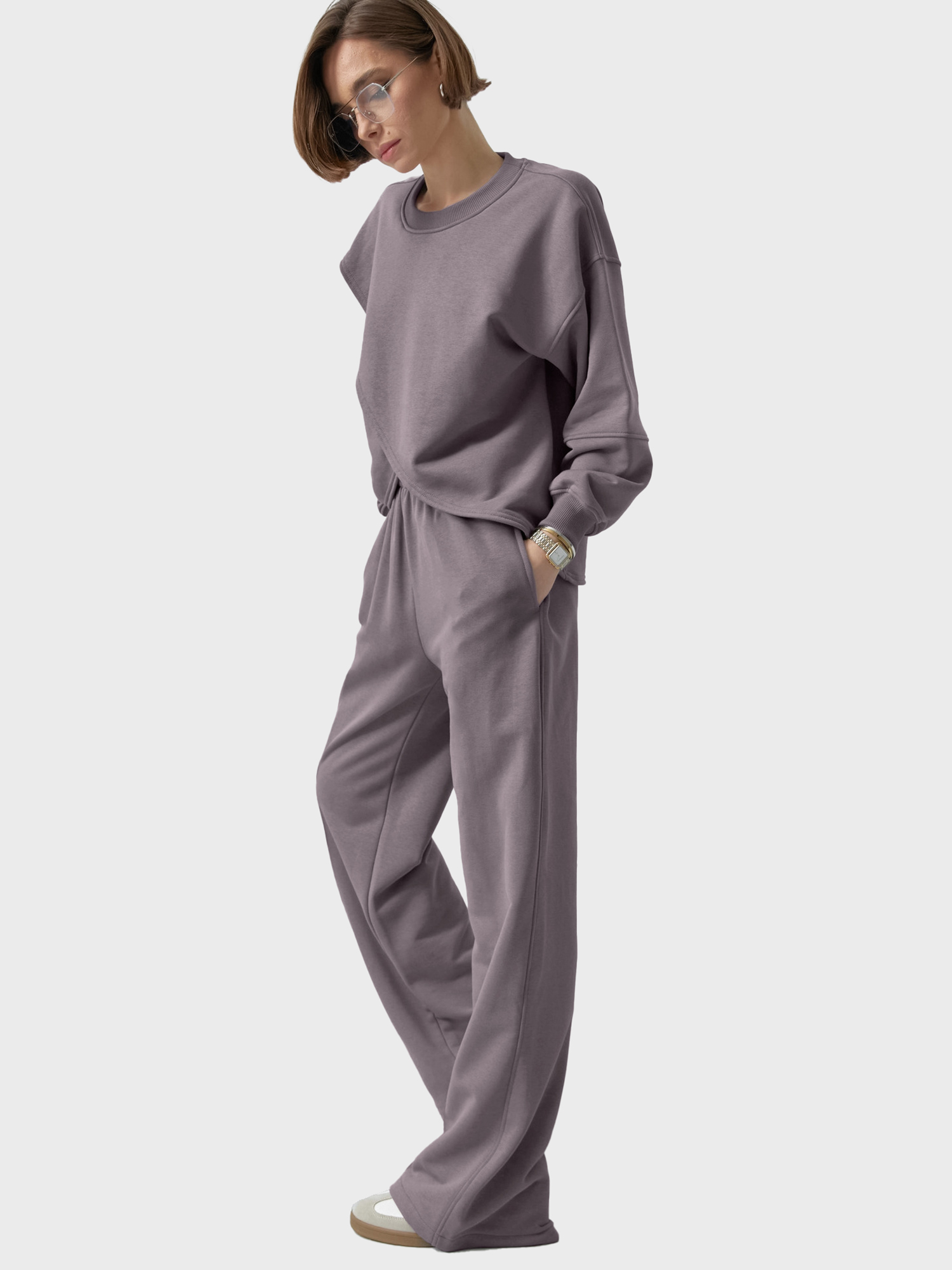 Funky Crossover Design Sweatshirt 2-Piece Set