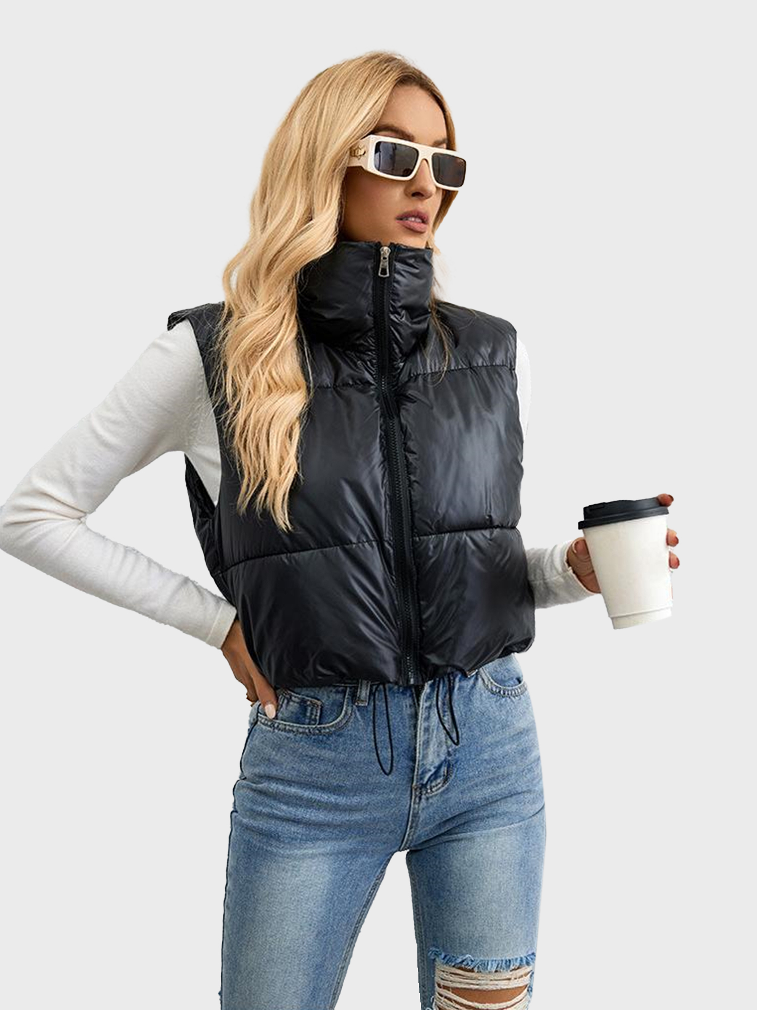 Chic Zipper-Up Down Vest