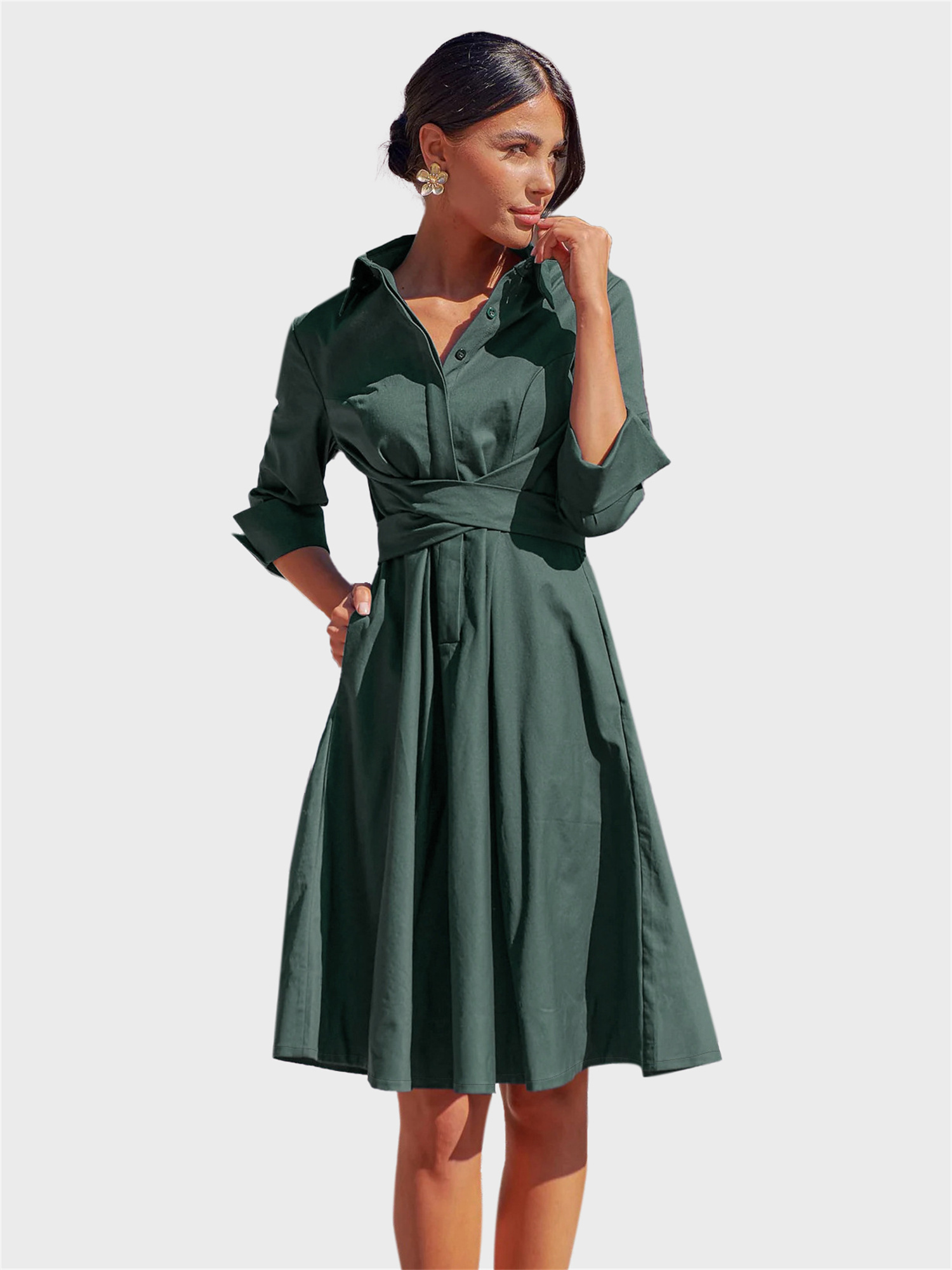 Remarkable Built-in Belt Shirt Dress