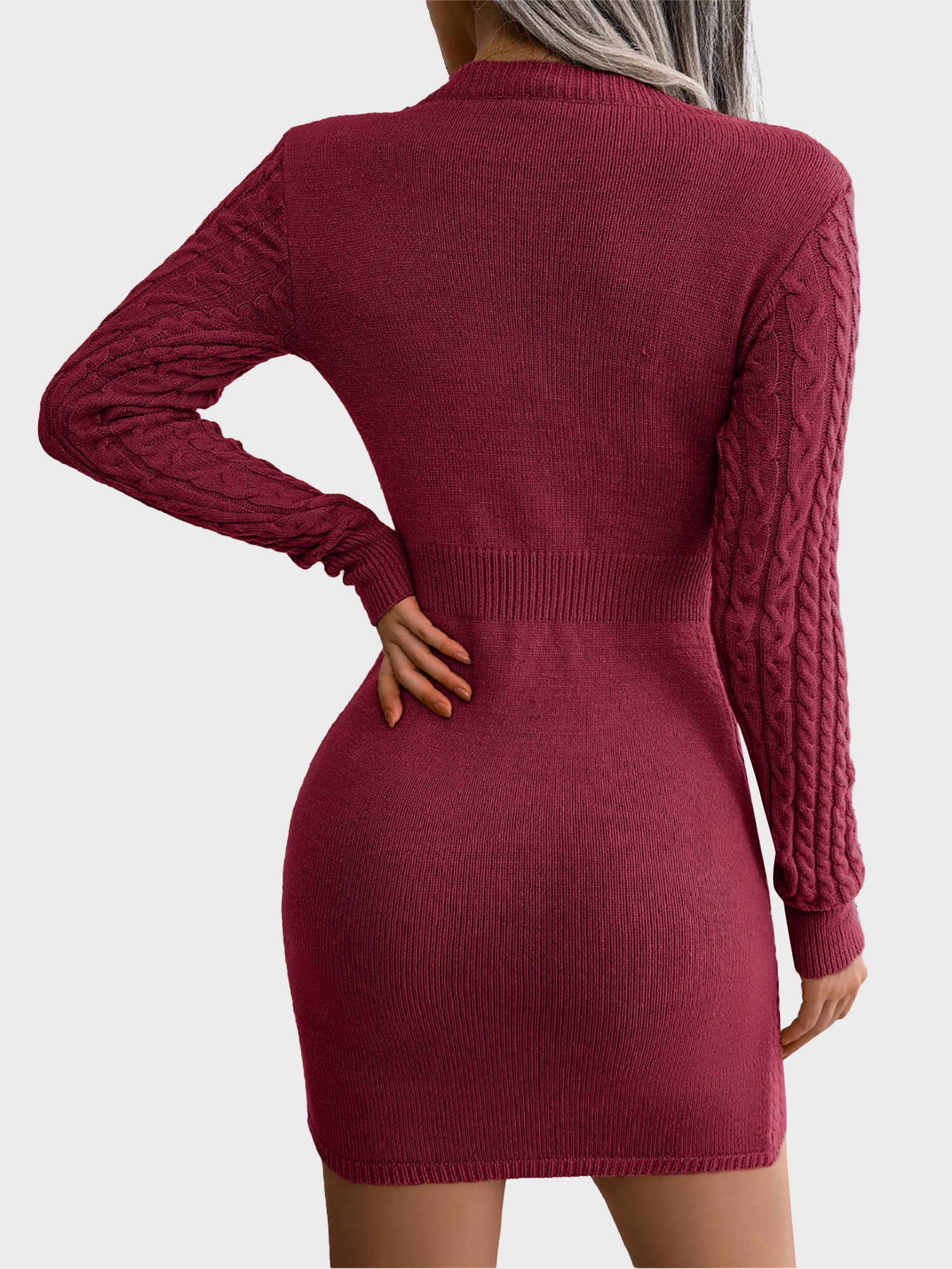 Alluring Cutout Cable Knit Mini Dress