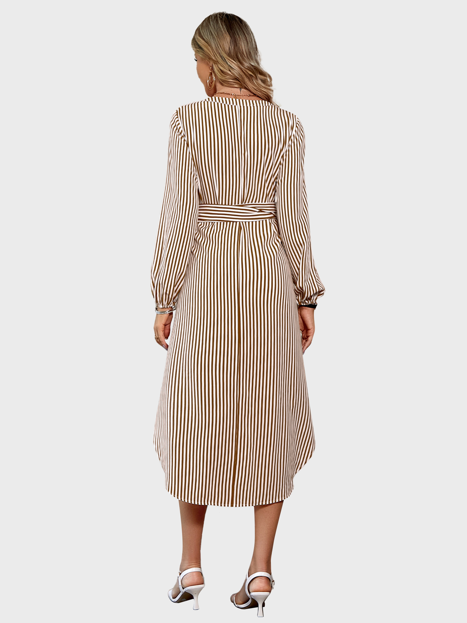 Attracting Stripe V-Neck Shirt Dress