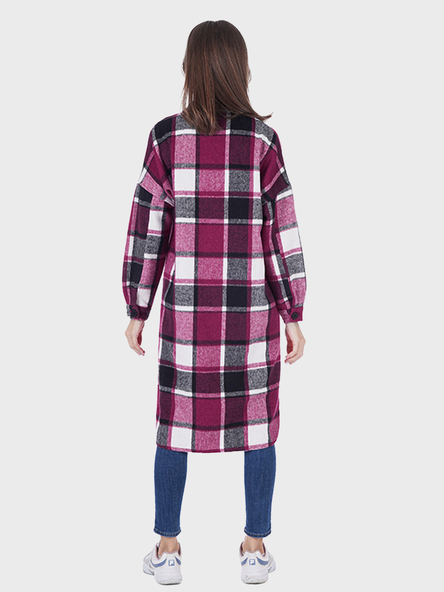 Keep Warm Plaid Tweed Long Shirt