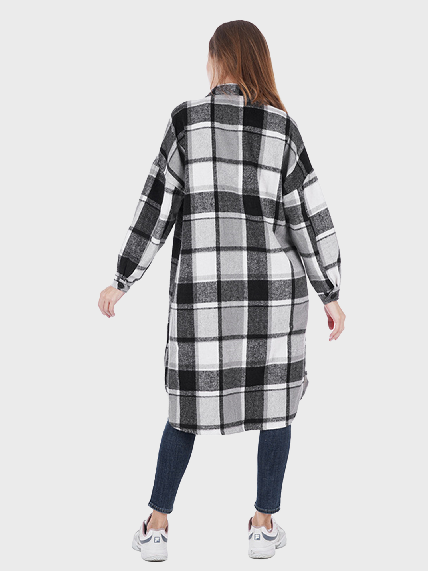 Keep Warm Plaid Tweed Long Shirt